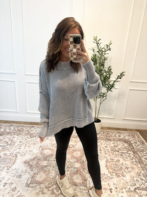 Falling Fast Oversized Cropped Sweater - Gray