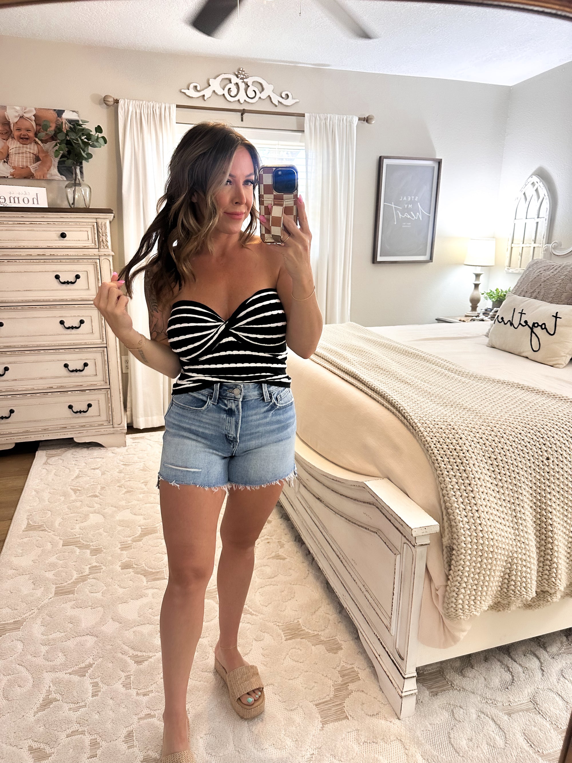 Play It Again Striped Tube Top - Black