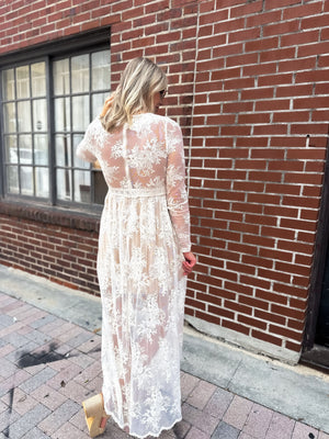 Love That Lasts Floral Lace Maxi Dress - Ivory