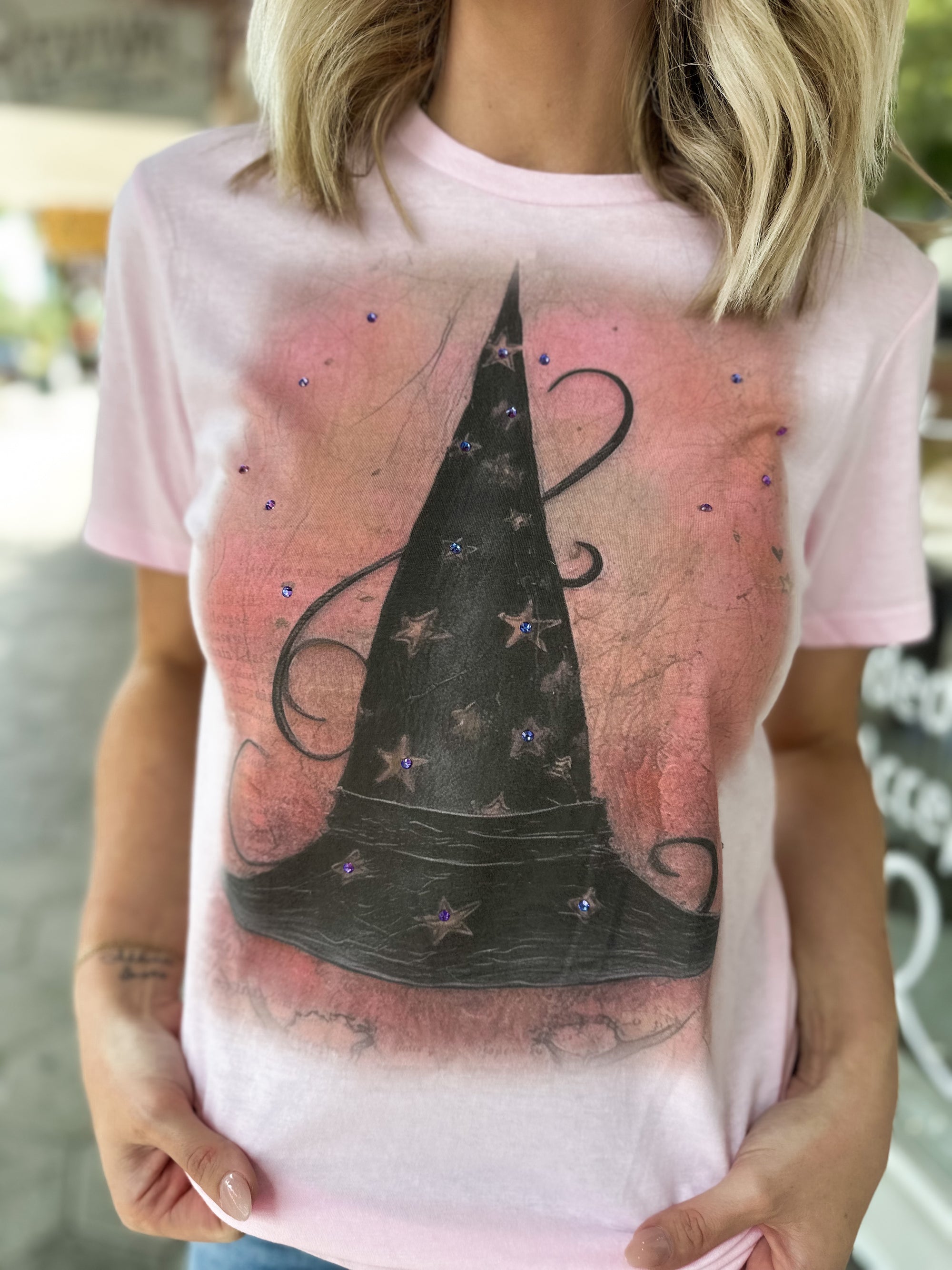 Pink Witch Hat Tee w/ Bling