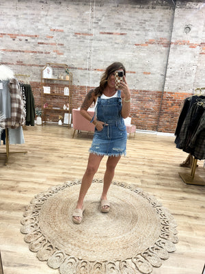 Out With The Girls Frayed Hem Overall Skirt