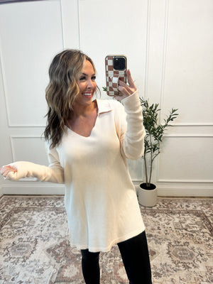 Moving On Waffle Knit Top - Ivory