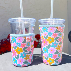 Iced Coffee Cup Cover - Sage Blooms