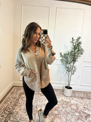 Kick It With Me Hooded Knit Top - Taupe