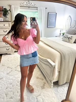 Bite The Bullet Puff Sleeve Top - Pink