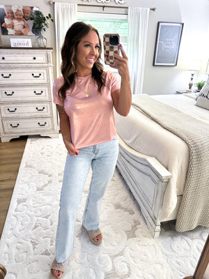 Wild With The Girls Metallic Top - Pink