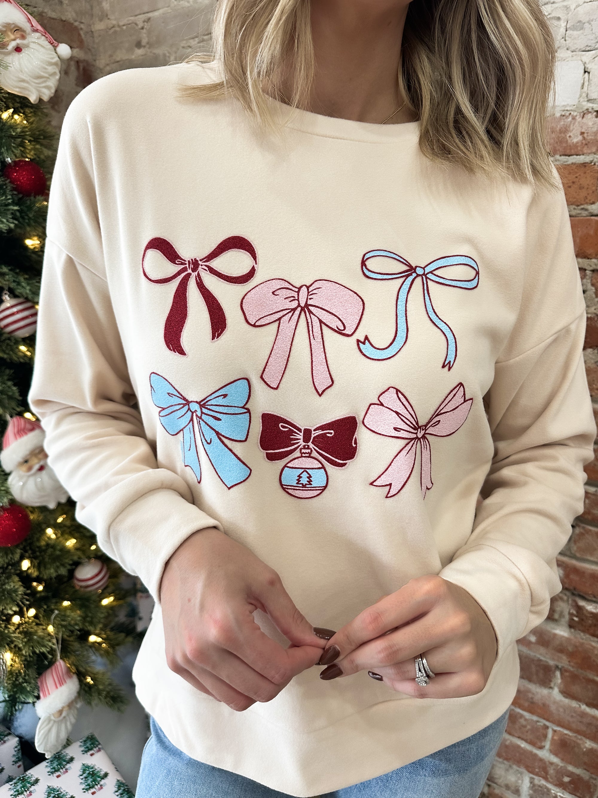 Jingle Bows Fleece Sweater