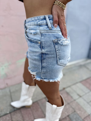 Avery High Rise Distressed Shorts