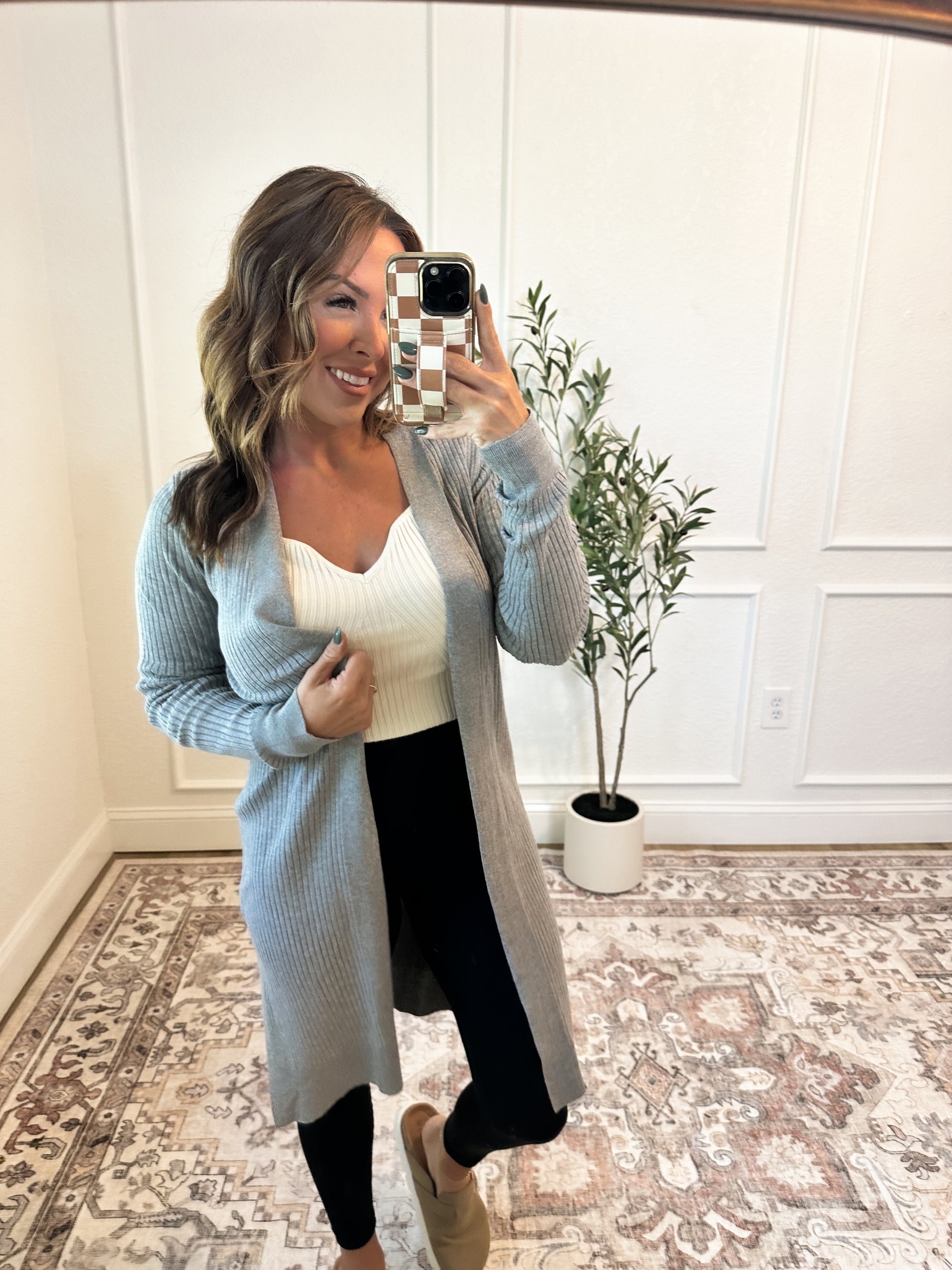 Fashionably Late Duster Cardigan - Gray