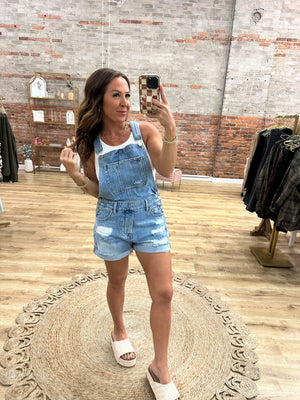 Bound To Happen Cuffed Short Overalls