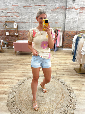 Good Vibes Floral Puff Sleeve Top