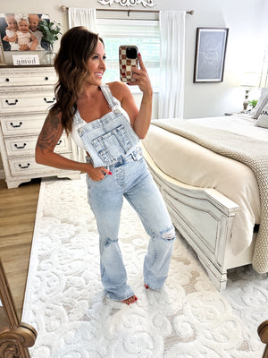 Meaningful Moments Wide Leg Distressed Overalls - QUICK PREORDER