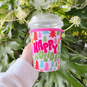 Iced Coffee Cup Cover - Happy Holidays