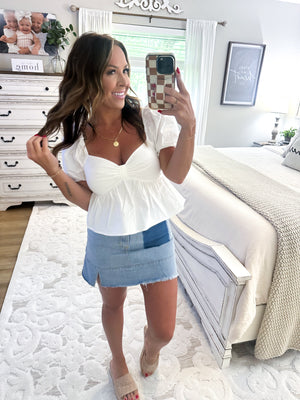 Bite The Bullet Puff Sleeve Top - White