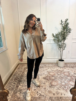 Kick It With Me Hooded Knit Top - Taupe