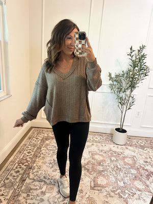 Along For The Ride V-Neck Knit Top