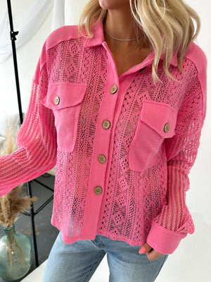 Cherish The Journey Lace Knit Shacket