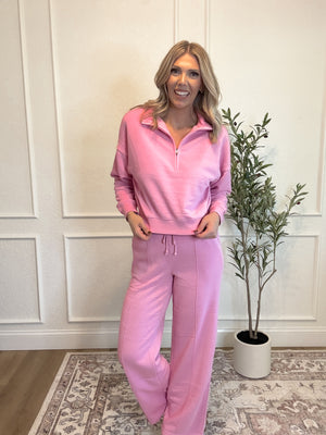 Chill Vibes Wide Leg Lounge Pants - Pink