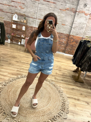 Bound To Happen Cuffed Short Overalls