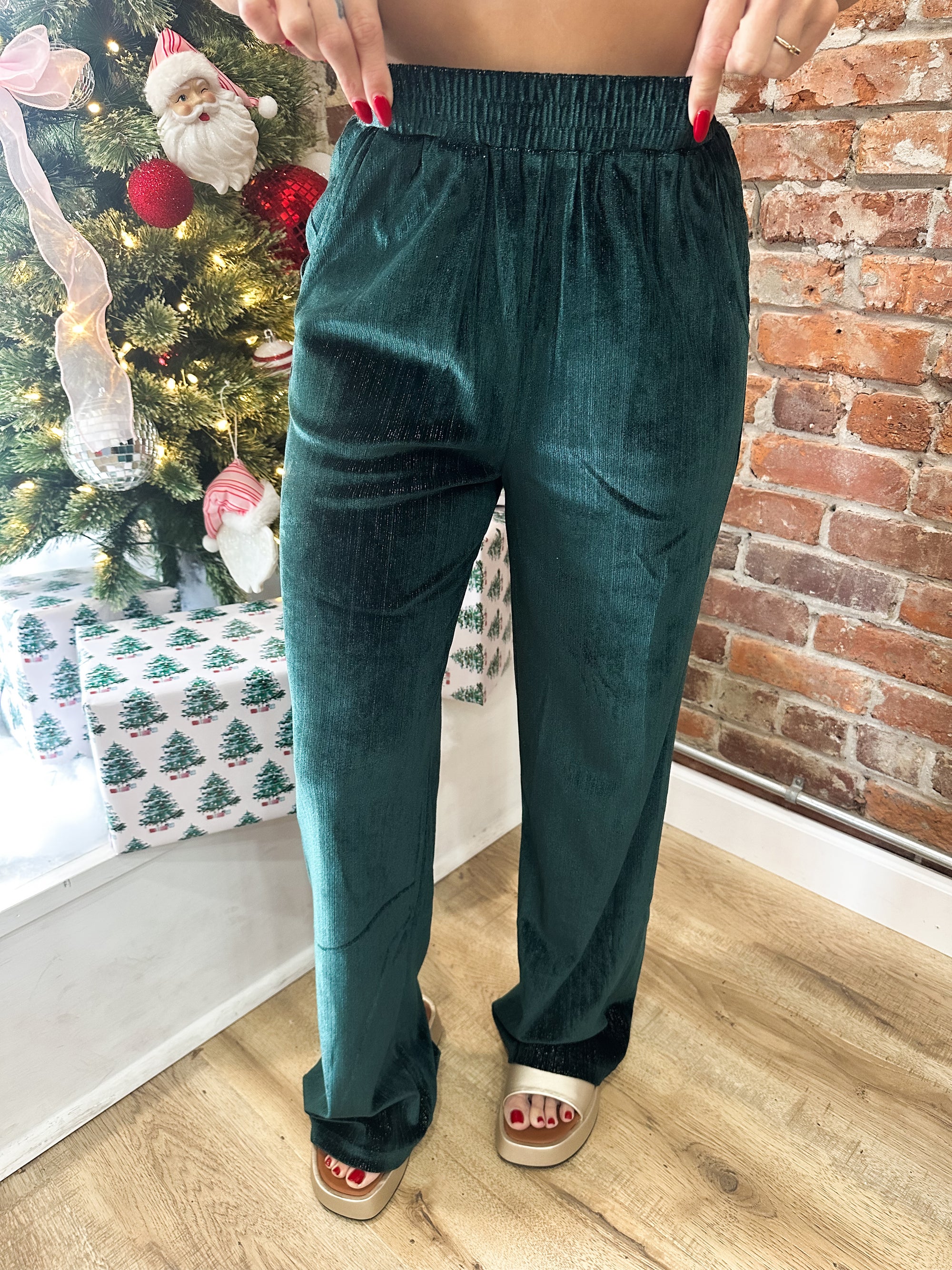 Seasons Greetings Shimmery Velvet Pants