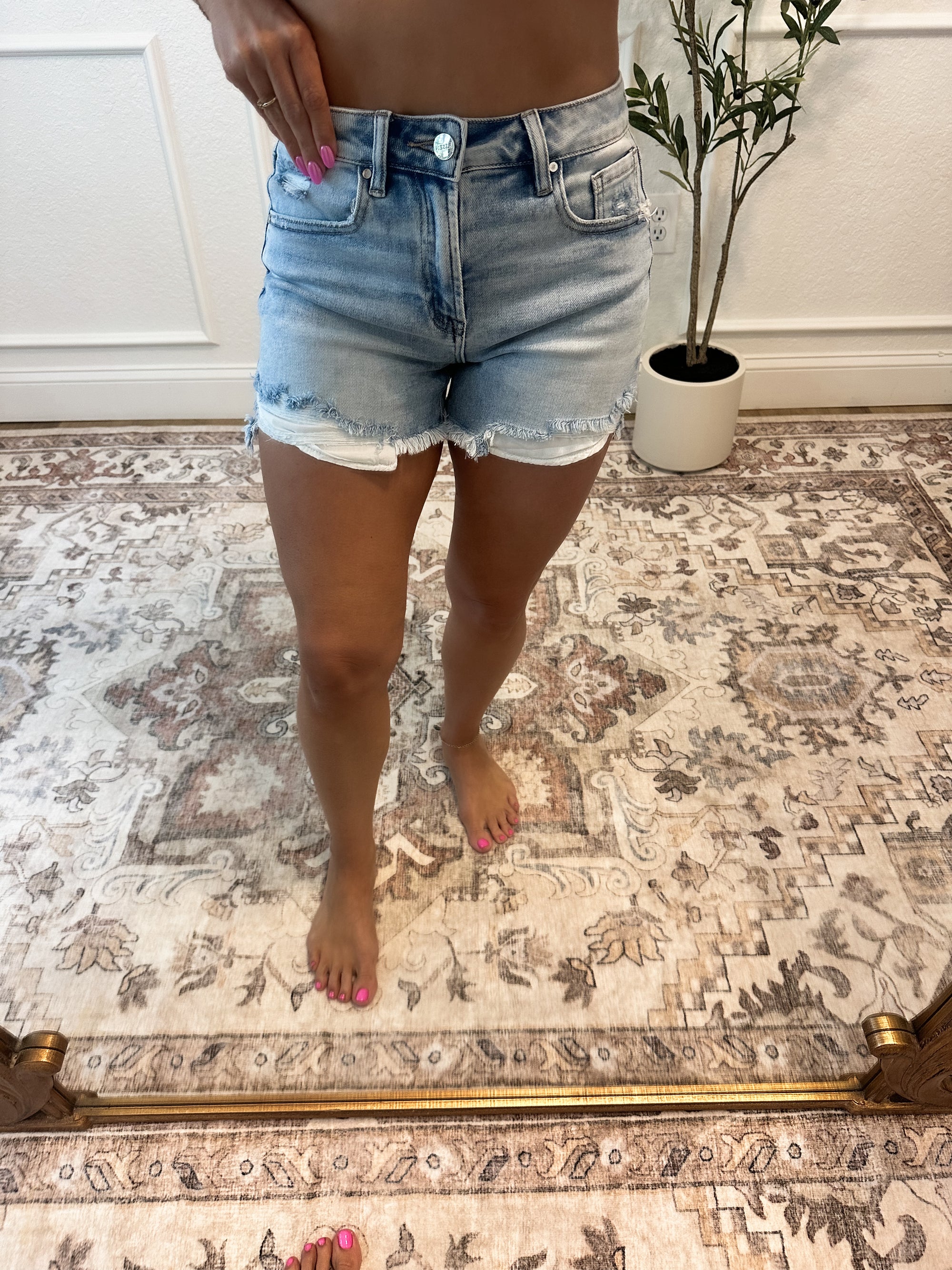 Avery High Rise Distressed Shorts