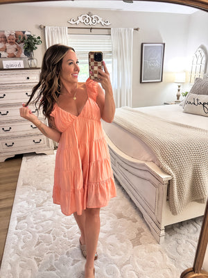 Good Graces Tiered Mini Dress - Coral