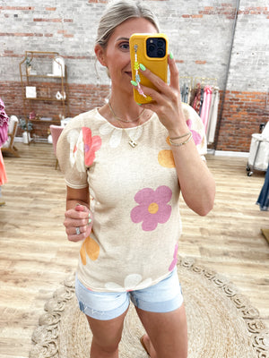 Good Vibes Floral Puff Sleeve Top
