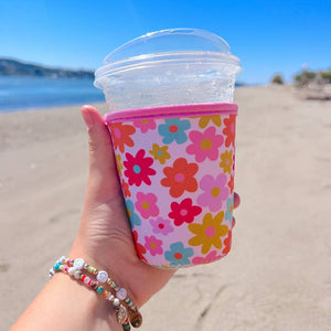 Iced Coffee Cup Cover - Retro Florals