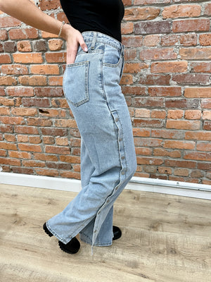 Haven Mid Rise 90s Straight Button Leg Pants