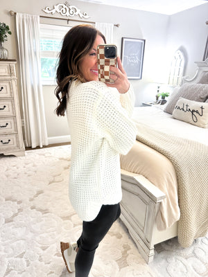 First To Know Waffle Knit Sweater - Ivory