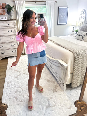Bite The Bullet Puff Sleeve Top - Pink
