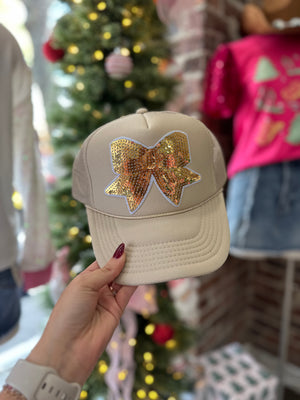 Sparkle Bow Sequin Trucker Hat