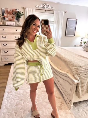Country Club Striped Mini Skort - Green