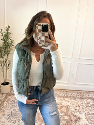 More Than Enough Puffer Vest - Olive