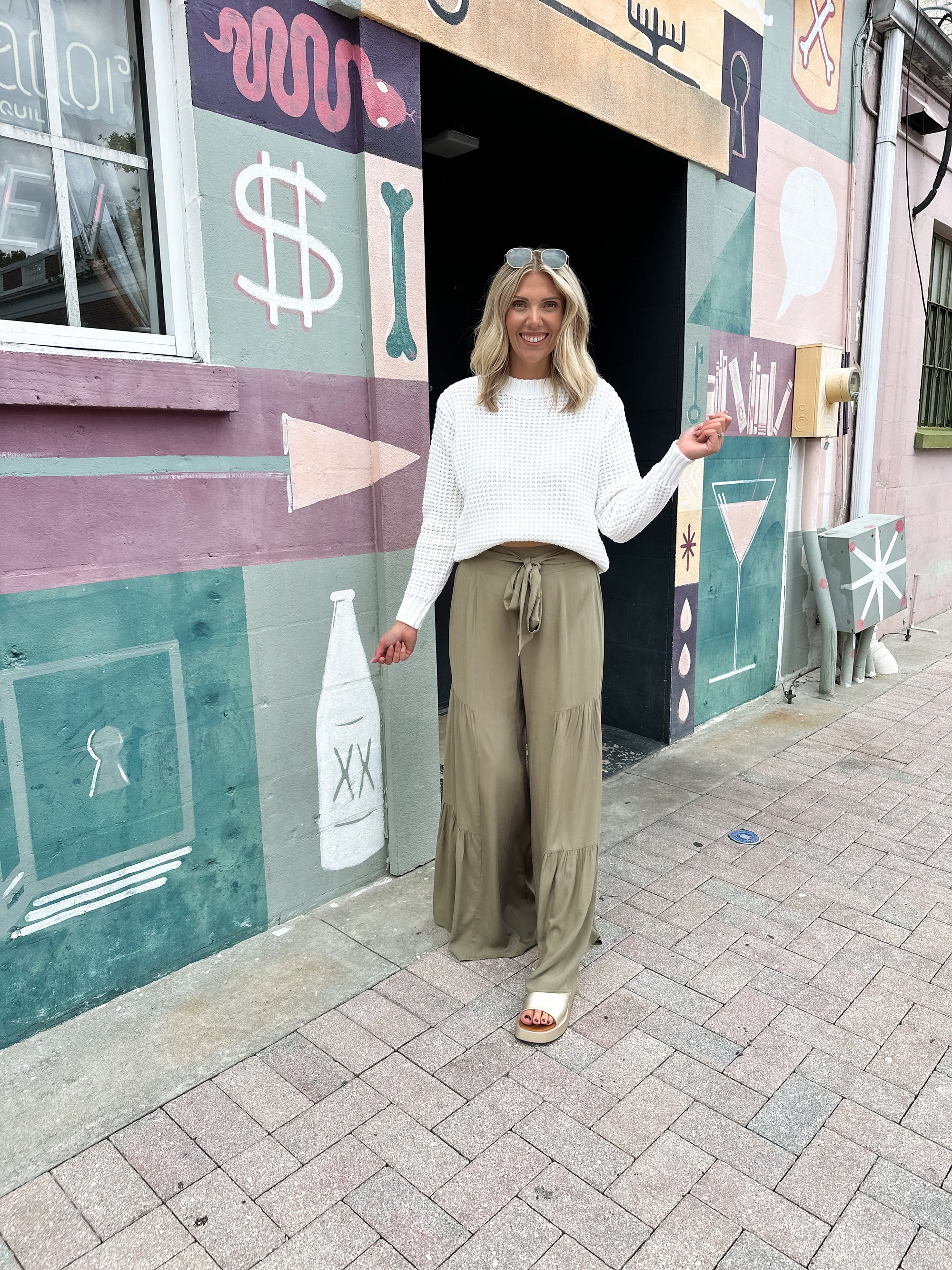 Just So You Know Wide Leg Pants - Olive