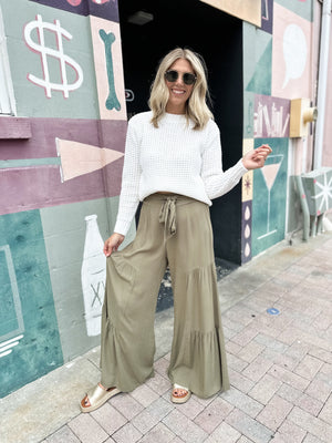 Just So You Know Wide Leg Pants - Olive