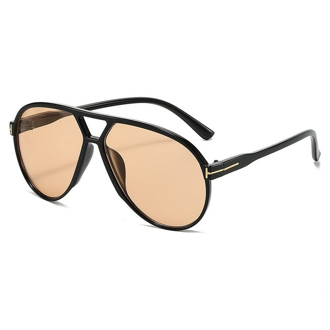 Double Bridge Large Frame Sunglasses - Brown