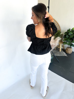 Bite The Bullet Puff Sleeve Top - Black