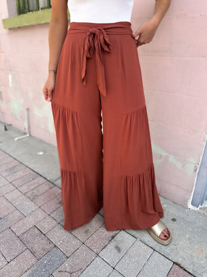 Just So You Know Wide Leg Pants - Rust