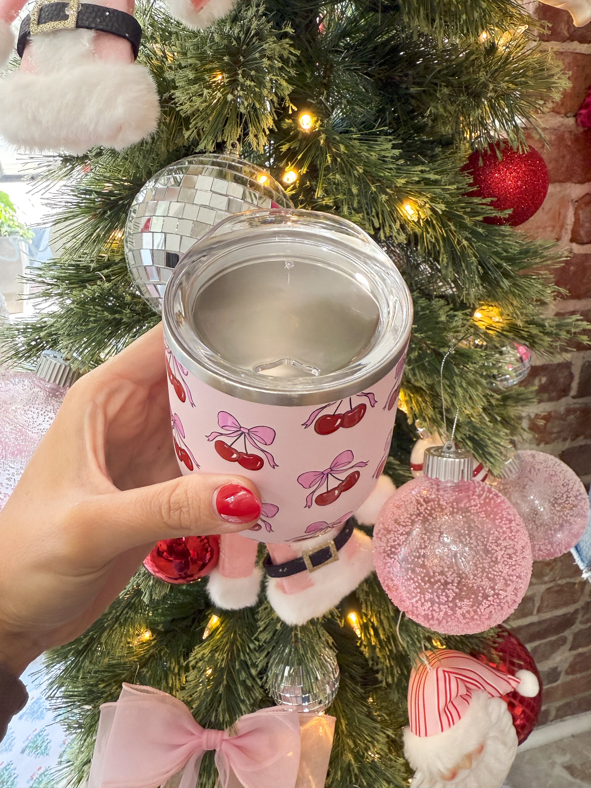 Cherry Bow Stemless Wine Tumbler