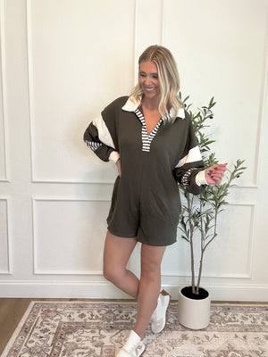 Getting Things Done Collared Flowy Romper