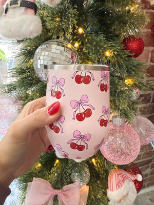 Cherry Bow Stemless Wine Tumbler