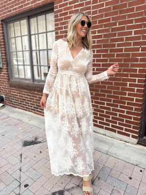 Love That Lasts Floral Lace Maxi Dress - Ivory