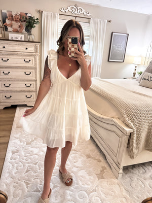 Good Graces Tiered Mini Dress - Ivory