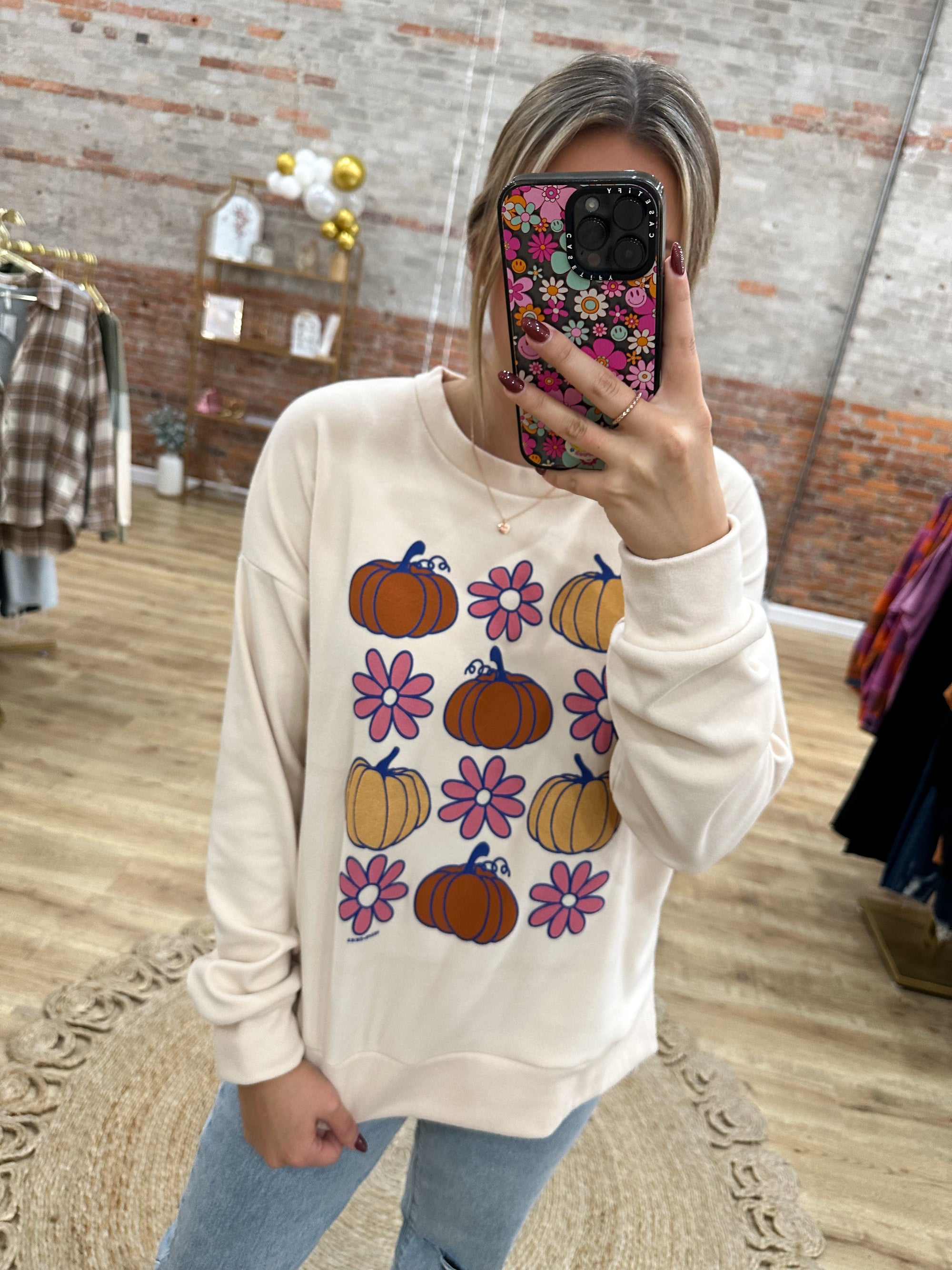 Pumpkins & Florals Pullover