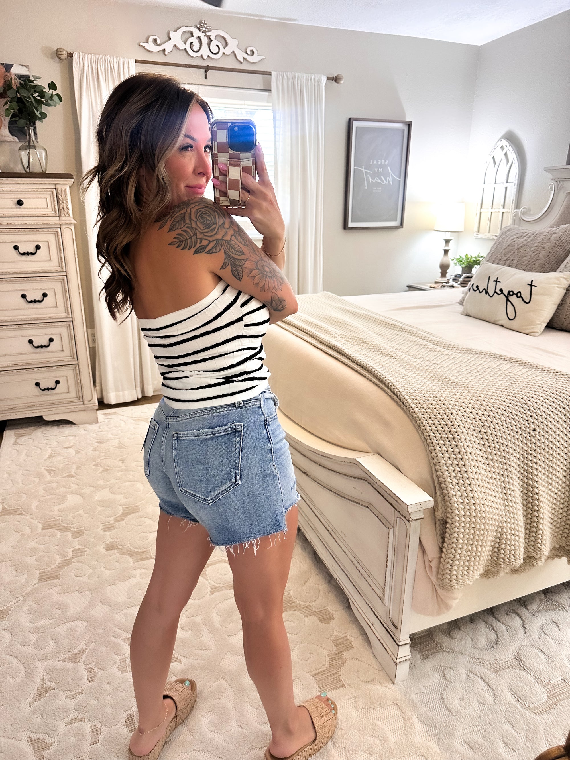 Play It Again Striped Tube Top - Ivory