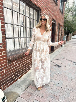 Love That Lasts Floral Lace Maxi Dress - Ivory