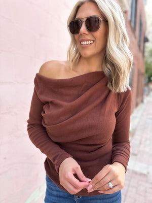 Endless Charm One Shoulder Top - Hazelnut