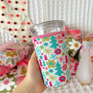 Iced Coffee Cup Cover - Retro Christmas