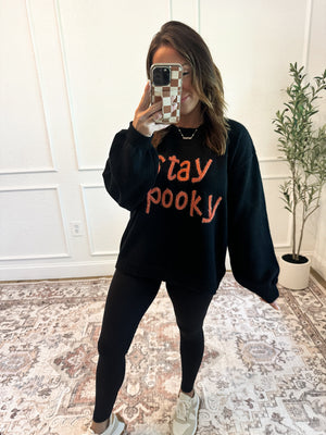 Stay Spooky Tinsel Lettering Sweater